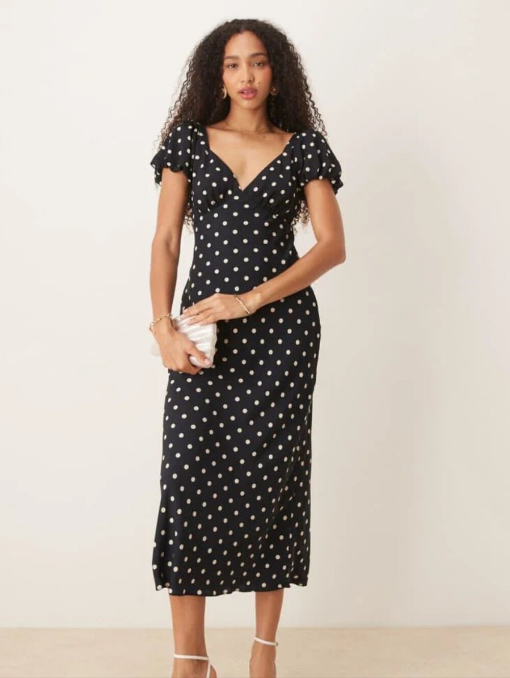 Abercrombie & Fitch Black Maxi Dress with White Polka Dots